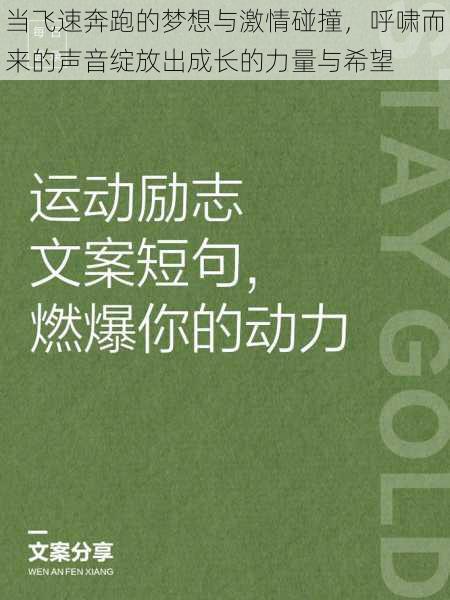 当飞速奔跑的梦想与激情碰撞，呼啸而来的声音绽放出成长的力量与希望