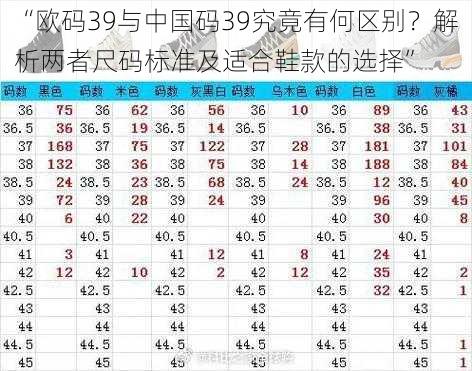 “欧码39与中国码39究竟有何区别？解析两者尺码标准及适合鞋款的选择”