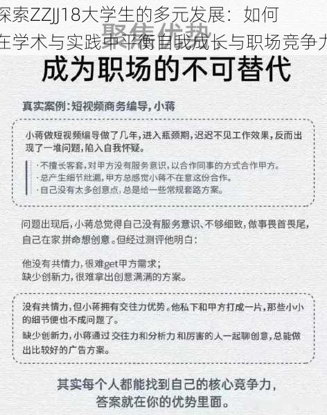 探索ZZJJ18大学生的多元发展：如何在学术与实践中平衡自我成长与职场竞争力