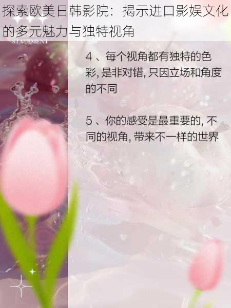 探索欧美日韩影院：揭示进口影娱文化的多元魅力与独特视角