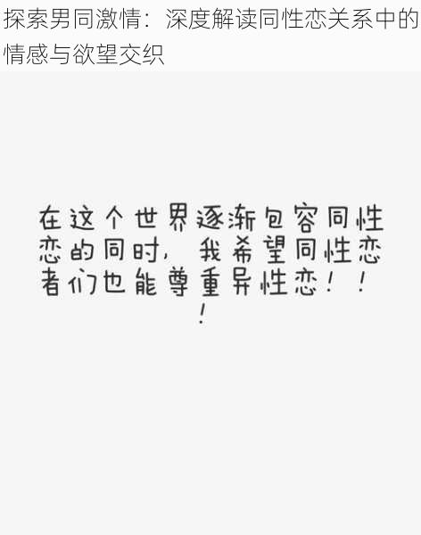 探索男同激情：深度解读同性恋关系中的情感与欲望交织