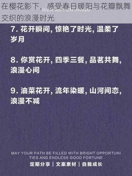 在樱花影下，感受春日暖阳与花瓣飘舞交织的浪漫时光