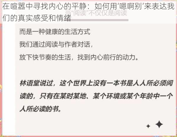 在喧嚣中寻找内心的平静：如何用‘嗯啊别’来表达我们的真实感受和情绪