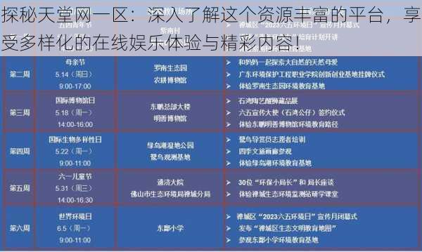 探秘天堂网一区：深入了解这个资源丰富的平台，享受多样化的在线娱乐体验与精彩内容！