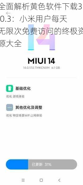 全面解析黄色软件下载3.0.3：小米用户每天无限次免费访问的终极资源大全