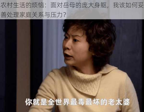 农村生活的烦恼：面对岳母的庞大身躯，我该如何妥善处理家庭关系与压力？