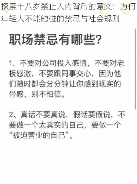 探索十八岁禁止入内背后的意义：为何年轻人不能触碰的禁忌与社会规则