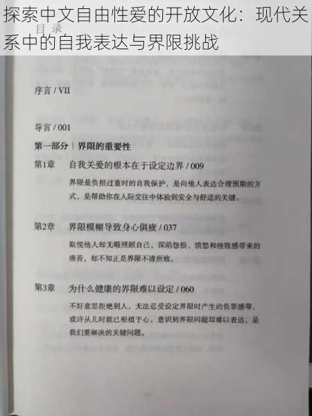 探索中文自由性爱的开放文化：现代关系中的自我表达与界限挑战