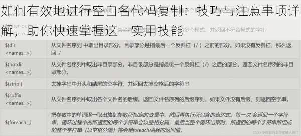 如何有效地进行空白名代码复制：技巧与注意事项详解，助你快速掌握这一实用技能