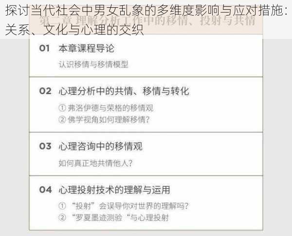 探讨当代社会中男女乱象的多维度影响与应对措施：关系、文化与心理的交织