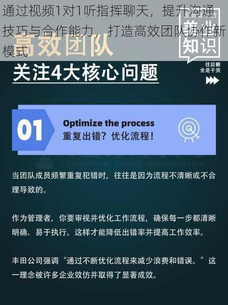 通过视频1对1听指挥聊天，提升沟通技巧与合作能力，打造高效团队协作新模式