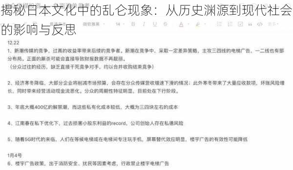 揭秘日本文化中的乱仑现象：从历史渊源到现代社会的影响与反思