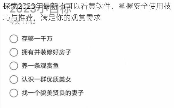 探索2023年最新的可以看黄软件，掌握安全使用技巧与推荐，满足你的观赏需求