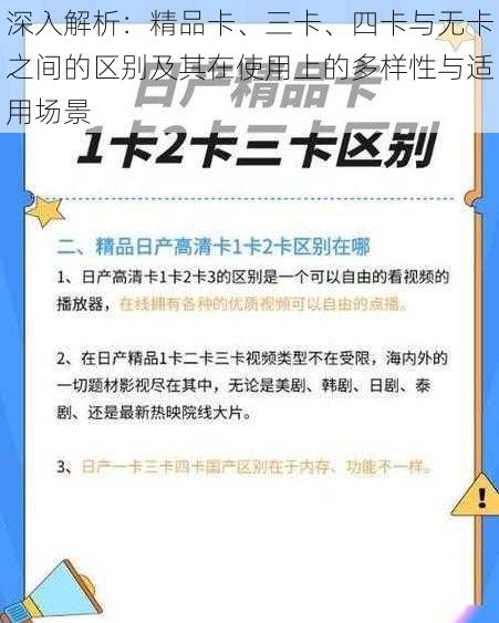 深入解析：精品卡、三卡、四卡与无卡之间的区别及其在使用上的多样性与适用场景