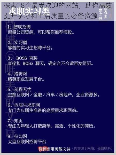 探索18个最受欢迎的网站，助你高效提升学习和生活质量的必备资源