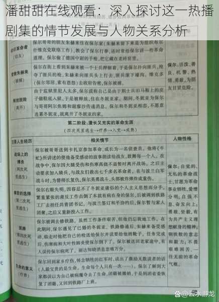 潘甜甜在线观看：深入探讨这一热播剧集的情节发展与人物关系分析