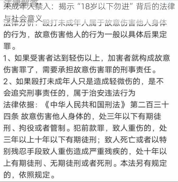 未成年人禁入：揭示“18岁以下勿进”背后的法律与社会意义