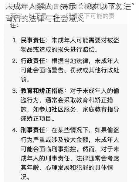 未成年人禁入：揭示“18岁以下勿进”背后的法律与社会意义