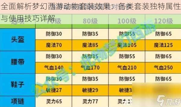 全面解析梦幻西游动物套装效果：各类套装独特属性与使用技巧详解