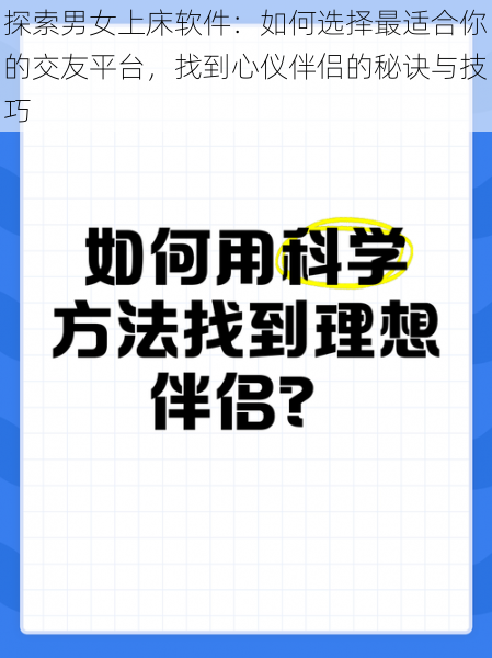 探索男女上床软件：如何选择最适合你的交友平台，找到心仪伴侣的秘诀与技巧