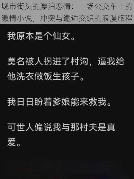 城市街头的漂泊恋情：一场公交车上的激情小说，冲突与邂逅交织的浪漫旅程