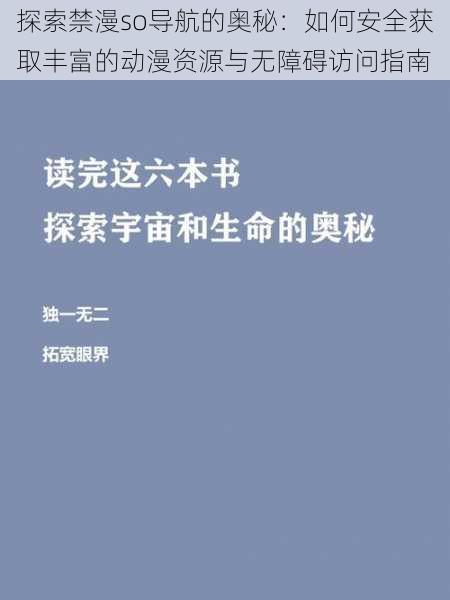 探索禁漫so导航的奥秘：如何安全获取丰富的动漫资源与无障碍访问指南