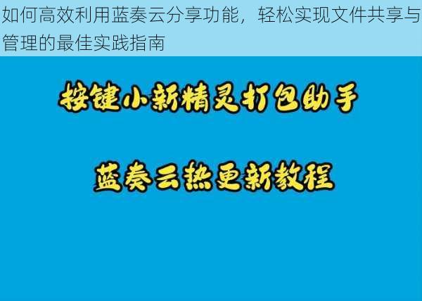 如何高效利用蓝奏云分享功能，轻松实现文件共享与管理的最佳实践指南