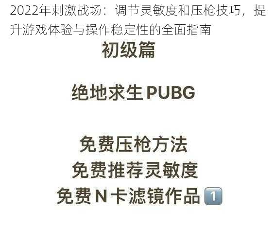 2022年刺激战场：调节灵敏度和压枪技巧，提升游戏体验与操作稳定性的全面指南