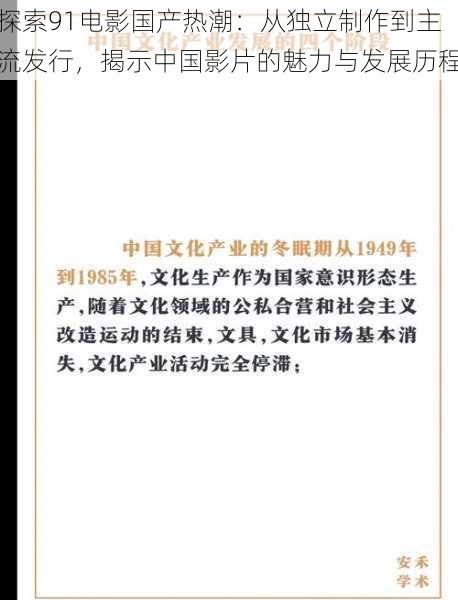 探索91电影国产热潮：从独立制作到主流发行，揭示中国影片的魅力与发展历程