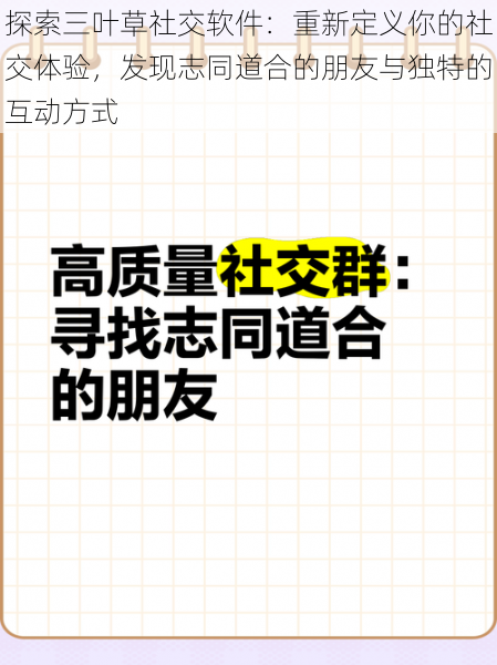 探索三叶草社交软件：重新定义你的社交体验，发现志同道合的朋友与独特的互动方式