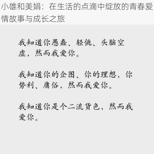 小雄和美娟：在生活的点滴中绽放的青春爱情故事与成长之旅