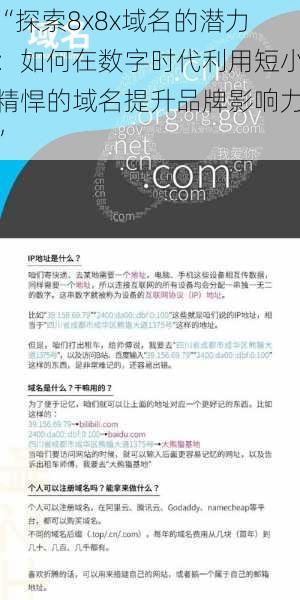 “探索8x8x域名的潜力：如何在数字时代利用短小精悍的域名提升品牌影响力”