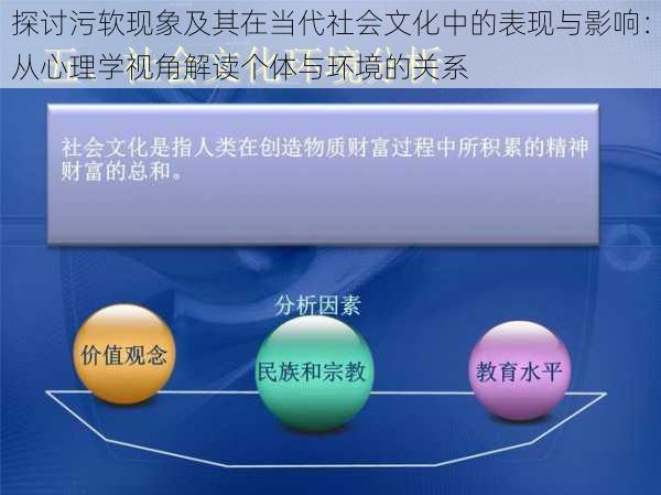 探讨污软现象及其在当代社会文化中的表现与影响：从心理学视角解读个体与环境的关系