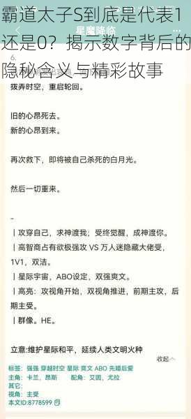 霸道太子S到底是代表1还是0？揭示数字背后的隐秘含义与精彩故事