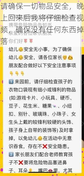 请确保一切物品安全，晚上回来后我将仔细检查视频，确保没有任何东西掉落