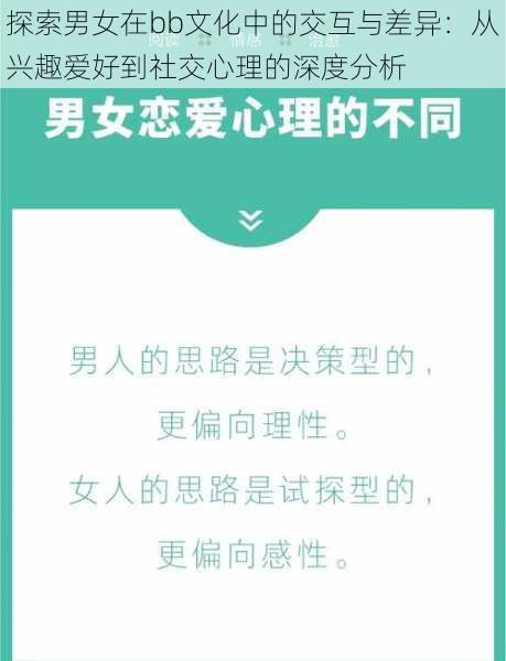 探索男女在bb文化中的交互与差异：从兴趣爱好到社交心理的深度分析