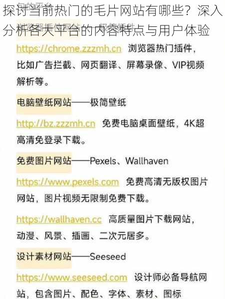 探讨当前热门的毛片网站有哪些？深入分析各大平台的内容特点与用户体验