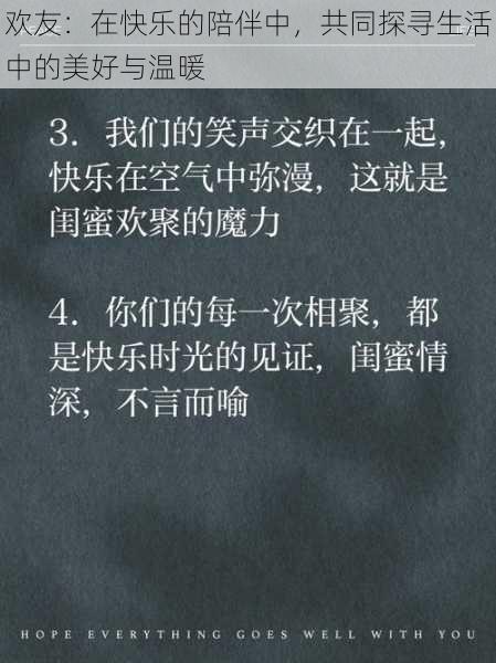 欢友：在快乐的陪伴中，共同探寻生活中的美好与温暖