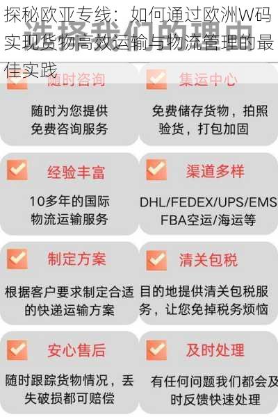 探秘欧亚专线：如何通过欧洲W码实现货物高效运输与物流管理的最佳实践