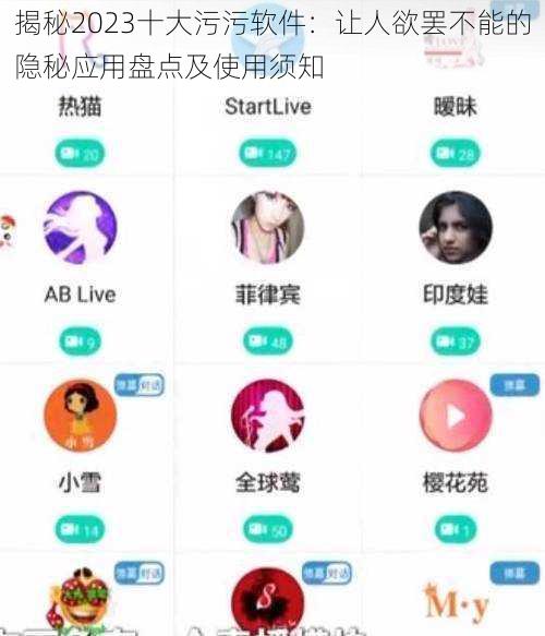 揭秘2023十大污污软件：让人欲罢不能的隐秘应用盘点及使用须知