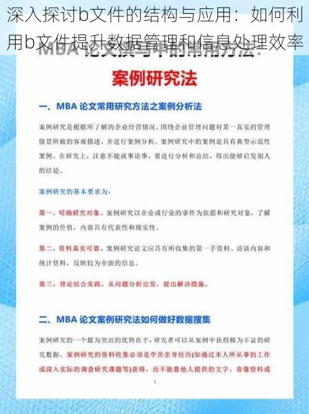 深入探讨b文件的结构与应用：如何利用b文件提升数据管理和信息处理效率