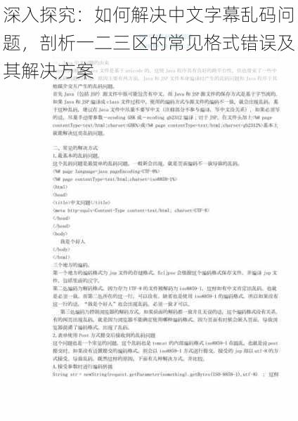 深入探究：如何解决中文字幕乱码问题，剖析一二三区的常见格式错误及其解决方案