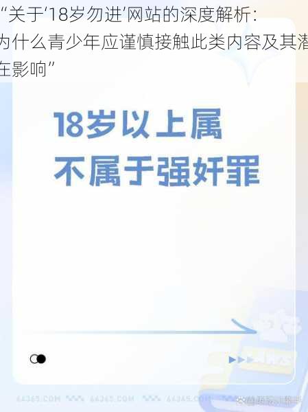 “关于‘18岁勿进’网站的深度解析：为什么青少年应谨慎接触此类内容及其潜在影响”