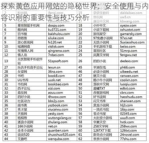 探索黄色应用网站的隐秘世界：安全使用与内容识别的重要性与技巧分析