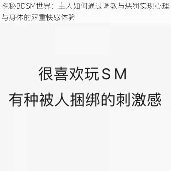 探秘BDSM世界：主人如何通过调教与惩罚实现心理与身体的双重快感体验