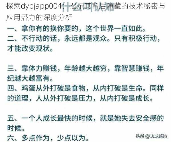 探索dypjapp004：揭示其背后隐藏的技术秘密与应用潜力的深度分析