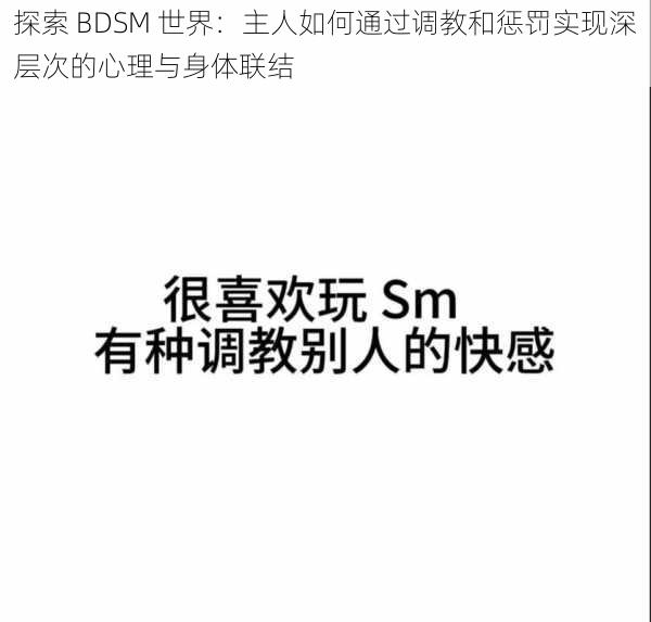 探索 BDSM 世界：主人如何通过调教和惩罚实现深层次的心理与身体联结