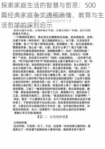 探索家庭生活的智慧与哲思：500篇经典家庭杂文透视亲情、教育与生活哲学的深刻启示