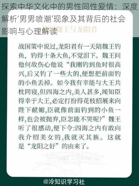 探索中华文化中的男性同性爱情：深度解析‘男男喷潮’现象及其背后的社会影响与心理解读