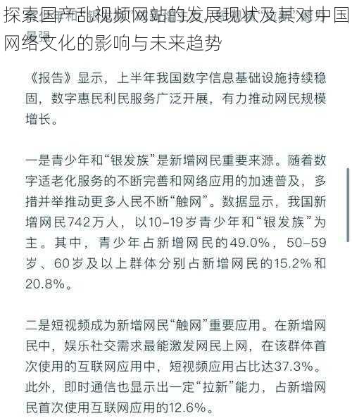 探索国产乱视频网站的发展现状及其对中国网络文化的影响与未来趋势